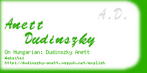 anett dudinszky business card